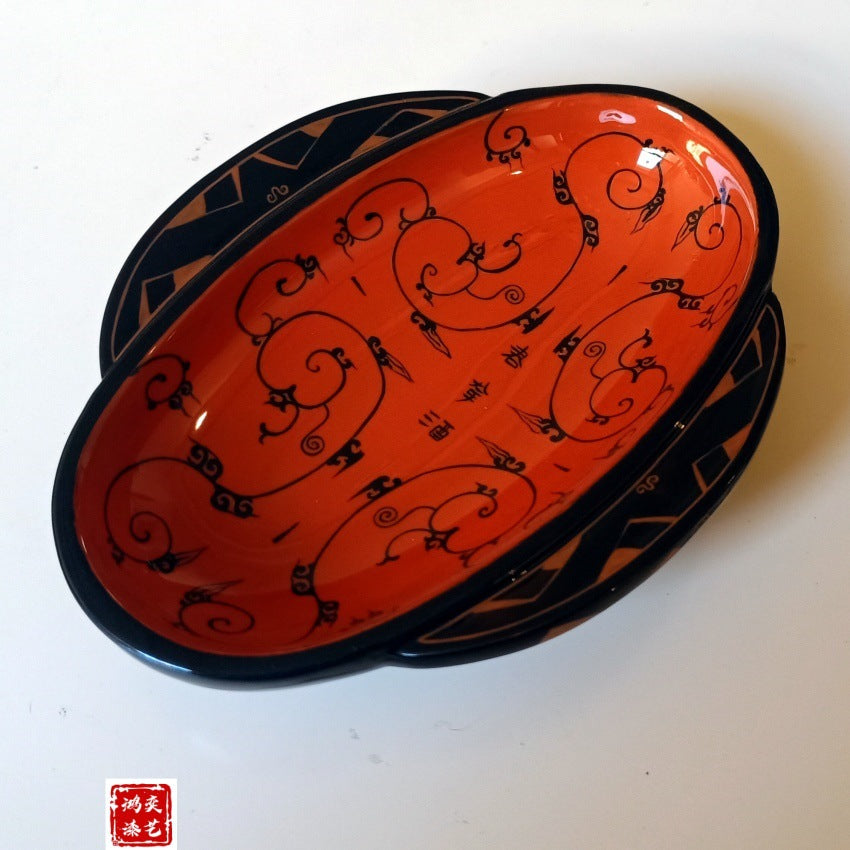 Lacquerware Ears Cups Tea Sets Fruit Platters Intangible Cultural Heritage Gold Leaf Lacquer Paintings High-Relief Makie Ornaments Wooden Lacquer Art Gifts