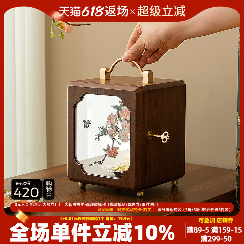 木质首饰盒带锁收纳盒高档精致2025年新款手饰品盒生日新婚礼物品