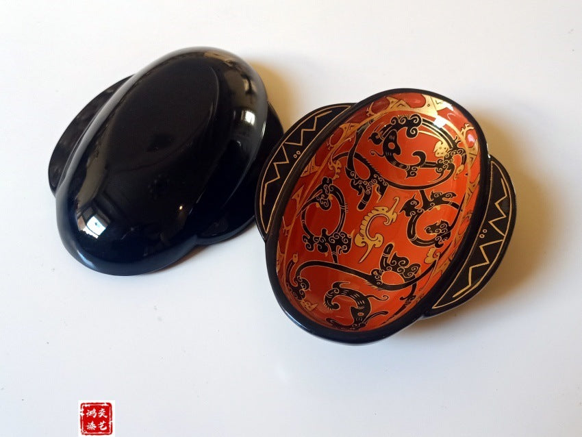 Lacquerware Ears Cups Tea Sets Fruit Platters Intangible Cultural Heritage Gold Leaf Lacquer Paintings High-Relief Makie Ornaments Wooden Lacquer Art Gifts