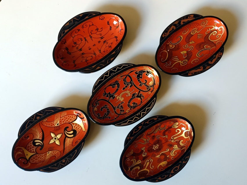Lacquerware Ears Cups Tea Sets Fruit Platters Intangible Cultural Heritage Gold Leaf Lacquer Paintings High-Relief Makie Ornaments Wooden Lacquer Art Gifts